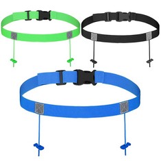 12 X MOVBUDY 3 PCS TRIATHLON RACE BELT, ADJUSTABLE RACE NUMBER BELT WITH REFLECTIVE SQUARE FOR NIGHT RUNNING, 6 GEL LOOPS NUMBER BIB HOLDER BELT FOR MARATHON, TRAIL RUNNING AND CYCLING - TOTAL RRP £1