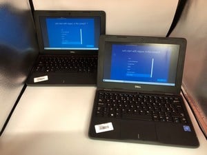 X2 DELL LATITUDE 3190 64GB LAPTOP: MODEL NO P26T. INTEL CELERON N4120, 4GB RAM RAM, 11.6" SCREEN: LOCATION - M