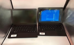 GEOBOOK E1 INTEL CELERON N3450, 4GB RAM + GEOBOOK E1, N4020, 4GB RAM, 64GB LAPTOP. (SMASHED / SALVAGE / SPARES). 11.6" SCREEN: LOCATION - M