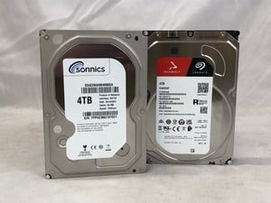 SONNICS 4TB SATA HARD DRIVE + SEAGATE 4TB IRONWOLF SATA HARD DRIVE STORAGE DEVICES.: LOCATION - O