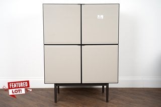 MINOTTI LONDON MORRISON VERICAL CABINET IN MOKA OAK AND WHITE LEATHER (DIMENSIONS: 90CM X 50CM X 121CM H) - RRP £8,078 - 100% ITALIAN FURNITURE, MADE BY SKILLED ARTISAN CRAFTSMEN. MINOTTI HAS RECEIVE