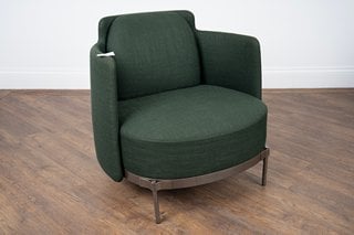 MINOTTI LONDON TAPE ARMCHAIR IN GREEN (DIMENSIONS: 77CM X 76CM X 74.5CM H) - RRP £5,100 - 100% ITALIAN FURNITURE, MADE BY SKILLED ARTISAN CRAFTSMEN. MINOTTI HAS RECEIVED STATUS AS MARCHA HISOTORICA (