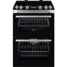 ZANUSSI 60CM ELECTRIC DOUBLE OVEN WITH CERAMIC HOB - MODEL NO. ZCV66078XA - RRP £640