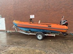 1989 NORTHERN DIVER 5.5 RHIB WITH SUZUKI 50 FOUR-STROKE OUTBOARD ENGINE, GARMIN GPS PLOTTER, FISH FINDER, TRAN-SPONDER AND STANDARD HORIZON ECLIPSE VHF RADIO WITH CAROUSEL 3 SINGLE AXLE BRAKED TRAILE