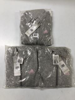 3 X ADIDAS GREY CHILDRENS TRACK TOPS - SIZE 8 - 9 YEARS