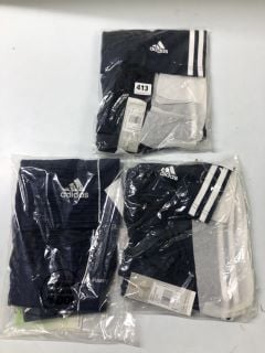 3 X ADIDAS CHILDRENS DARK BLUE SHORTS - SIZE UK 2XL