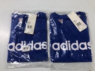 2 X ADIDAS CHILDRENS BLUE T SHIRT - SIZE 6 - 7 YEARS