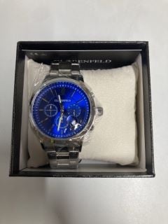 GLOBENFELD MARKSMAN SILVER BLUE WRIST WATCH - MODEL GF0015