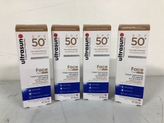 4 X ULTRASUN SPF 50 TINTED MOISTURISING AITI AGING SUN PROTECTION - TOTAL RRP £112.00