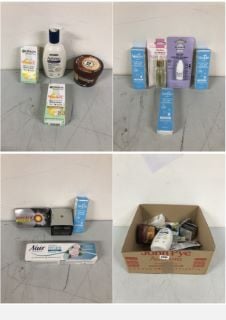 BOX OF HEALTH CARE ITEMS TO INC AVEENO SKIN RELIEF MOISTURISING LOTION