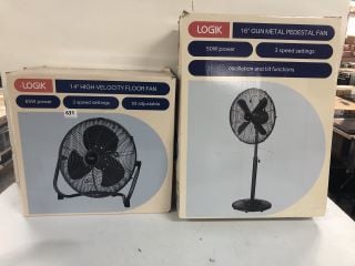 2 X LOGIK FANS TO INC 16" GUN METAL PEDESTAL FAN