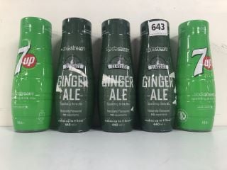 5 X SODASTEAM ITEMS TO INC 7 UP SODASTREAM SPARKLING DRINK MIX