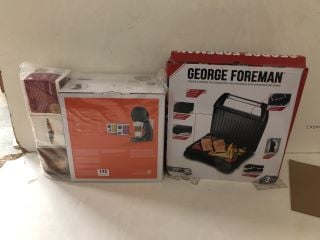 DELONGHI PICCOLO XS COFFEE MACHINE & GEORGE FOREMAN STEEL GRILL