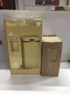 2 X ITEMS INC SWAN RETRO 45L SQUARE SENSOR BIN IN CREAM