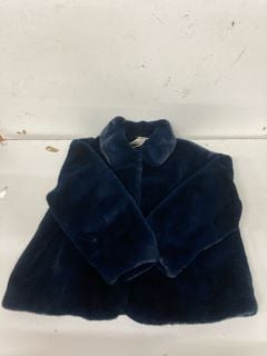 TED BAKER LONDON NAVY FUR COAT SIZE:5