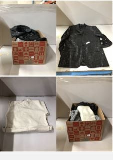 BOX OF CLOTHES IN VARIOUS SIZES AND DESIGNS