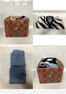 BOX OF CLOTHES IN VARIOUS SIZES AND DESIGNS