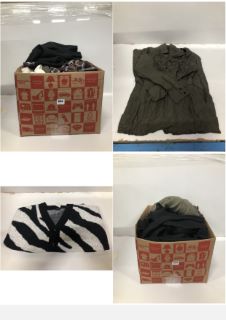 BOX OF CLOTHES IN VARIOUS SIZES AND DESIGNS