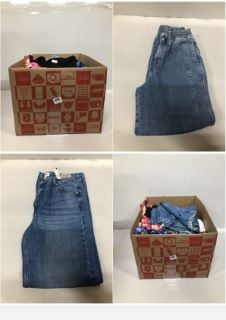 BOX OF CLOTHES IN VARIOUS SIZES AND DESIGNS