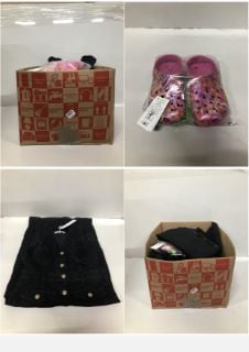 BOX OF CLOTHES IN VARIOUS SIZES AND DESIGNS