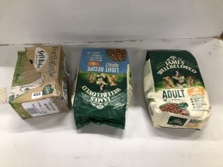 3 X PET FOOD ITEMS INC JAMES WELLBELOVED ADULT 1-7 YEARS (BB: 14/09/24)