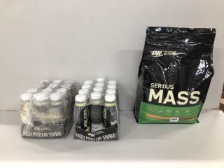 3 X PROTEIN ITEMS INC OPTIMUM NUTRITION SERIOUS MASS (BB: 04/26)