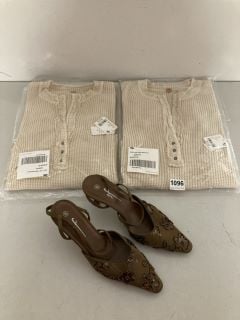 3 X ITEMS TO INCLUDE PAIR OF SF BRONZE HIGH HEELS SIZE UK 6