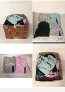 BOX OF CLOTHING IN VARIOUS SIZES AND DESIGNS