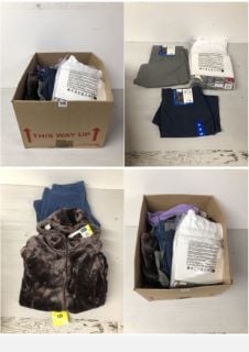 BOX OF CLOTHING IN VARIOUS SIZES AND DESIGNS