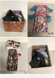 BOX OF CLOTHING IN VARIOUS SIZES AND DESIGNS