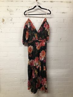 WOMEN'S DESIGNER DRESS IN FLORAL BLACK - SIZE 8