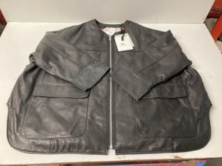 DEADWOOD DESIGNER LEATHER JACKET IN BLACK - SIZE S - RRP $570