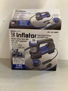 BONAIRE 12V TYRE INFLATOR WITH DIGITAL GAUGE & WORK LIGHT