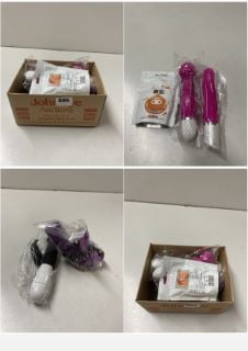 BOX OF ADULT SEX TOYS IN VARIOUS SIZES & STYLES (18+ ID REQUIRED)