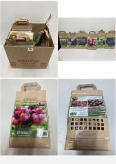 BOX OF VARIOUS LONGFIELD GARDENS FLOWER BULBS TO INCLUDE 50 TULIPA