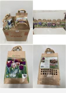 BOX OF VARIOUS LONGFIELD GARDENS FLOWER BULBS TO INCLUDE 50 TULIPA