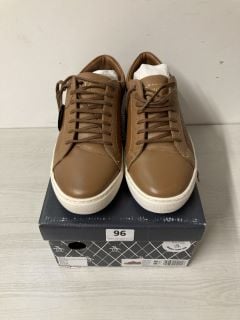 PAIR OF PENGUIN PAXTON TRAINERS IN BROWN LEATHER - SIZE UK 8