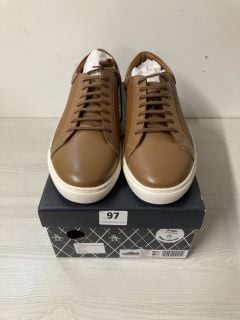 PAIR OF PENGUIN PAXTON TRAINERS IN BROWN LEATHER - SIZE UK 6