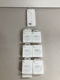 APPLE CHARGING CABLE AND SIX APPLE POWER ADAPTERS