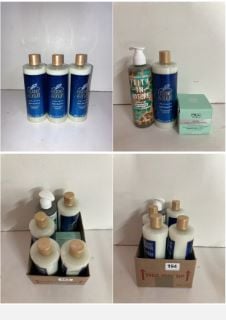 BOX OF SHAMPOOS AND BATH OILS ETC