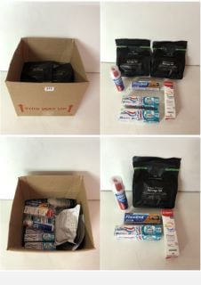 BOX OF CONSUMABLES TO INCLUDE TOOTHPASTE