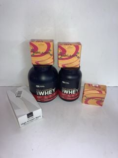 QTY OF PROTIEN ITEMS TO INC WHEY GOLD STANDARD DOUBLE RICH CHOCOLATE PROTEIN POWDER