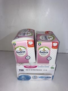 2 PACKS OF ANDREX WASHLETS AND A CASE OF WATER WIPES