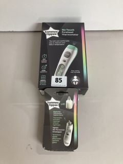 TOMMEE TIPPEE NO TOUCH THERMOMETER AND A PACK OF EAR COVERS