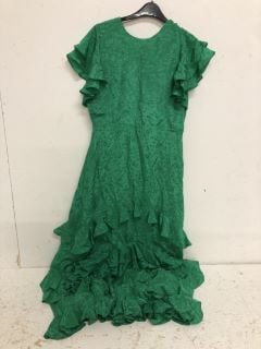 QUEENS OF ARCHIVE GREEN PATTERNED DRESS SIZE: L RRP: £330