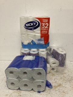 QTY OF TISSUE INC NICKY MEGA PACK 32 ROLLS SOFT TOUCH TOILET TISSUE