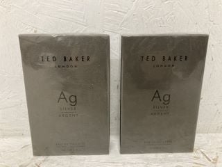 2 X TED BAKER LONDON AG SILVER ARGENT EAU DE TOILETTE 100ML RRP £49.98