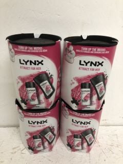 4 X LYNX ATTRACT FOR HER DUO SHOWER GEL AND BODY SPRAY & WIRELESS EARBUDS WITH A CHARGING CASE GIFT SET FESTIVE GIFTS FOR WOMEN 2 PIECE RRP £95.80