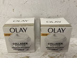 2 X OLAY COLLAGEN PEPTIDE ADVANCED RESTORING STRENGTHEN + RESTORE HYDRATE SPF 30 RRP £76.00