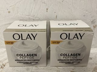 2 X OLAY COLLAGEN PEPTIDE ADVANCED RESTORING STRENGTHEN + RESTORE HYDRATE SPF 30 RRP £76.00